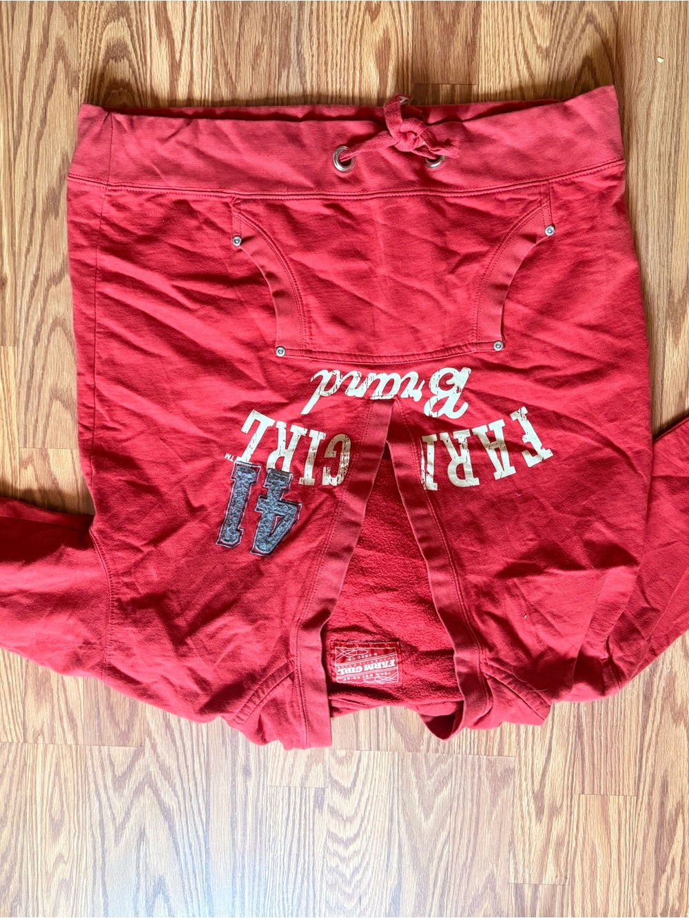 Red Women's Hooded Sweatshirt with Front Pockets
